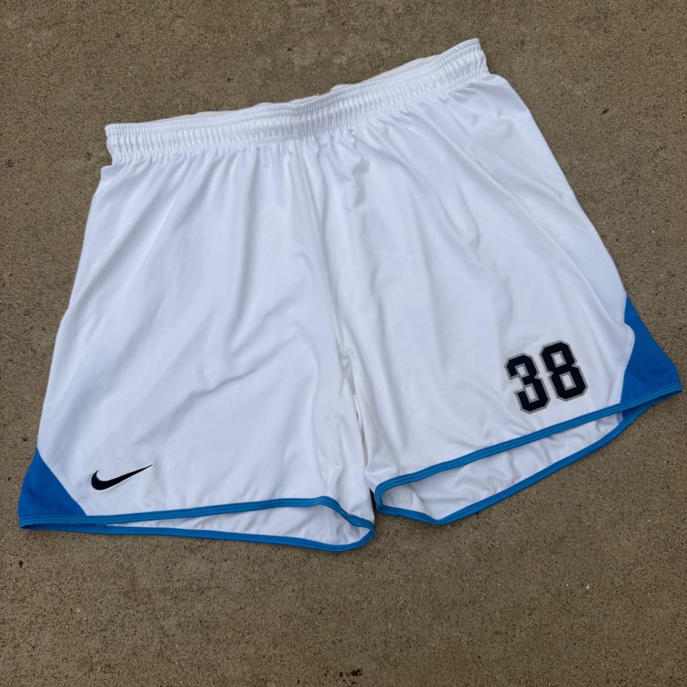 NIKE | Mens Soccer Athletic Shorts 3XL White Blue Vintage Athleisure Dri-FIT
